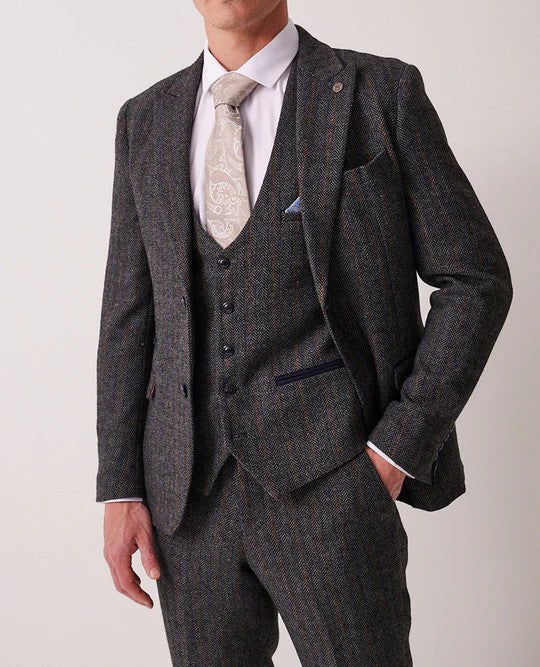 Marc Darcy Dominic Blue Grey Tweed Blazer
