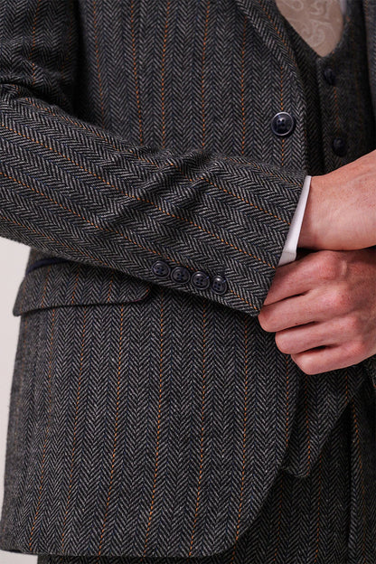 Marc Darcy Dominic Blue Grey Tweed Blazer
