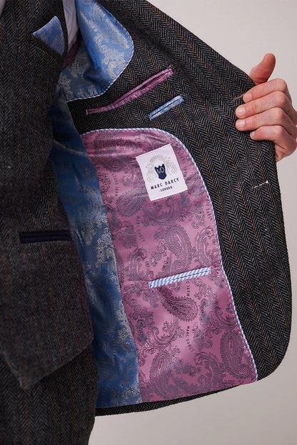 Marc Darcy Dominic Blue Grey Tweed Blazer