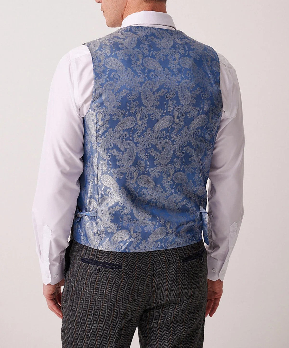 Marc Darcy Dominic Blue Grey Tweed Waistcoat