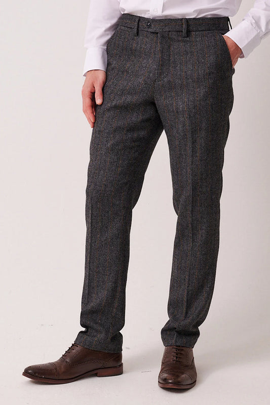 Marc Darcy Dominic Blue Grey Tweed Trousers