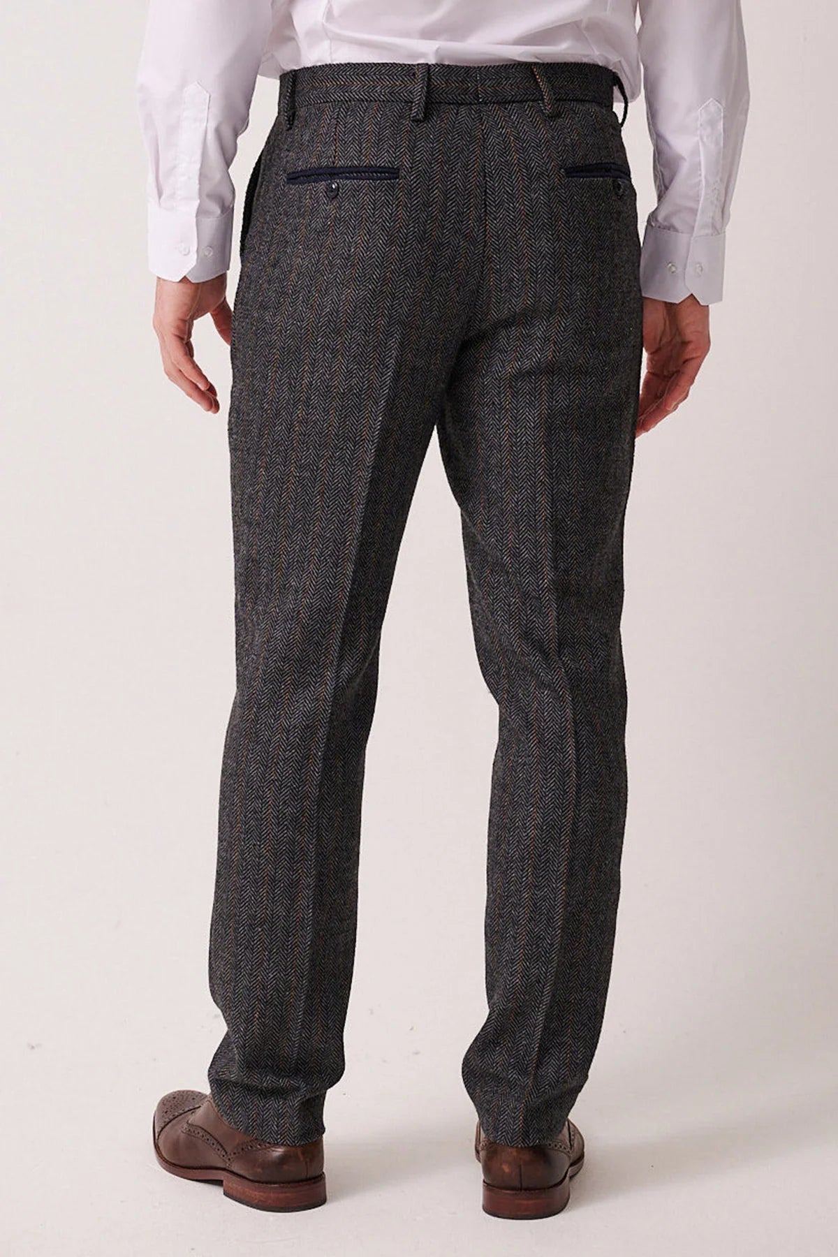 Marc Darcy Dominic Blue Grey Tweed Trousers