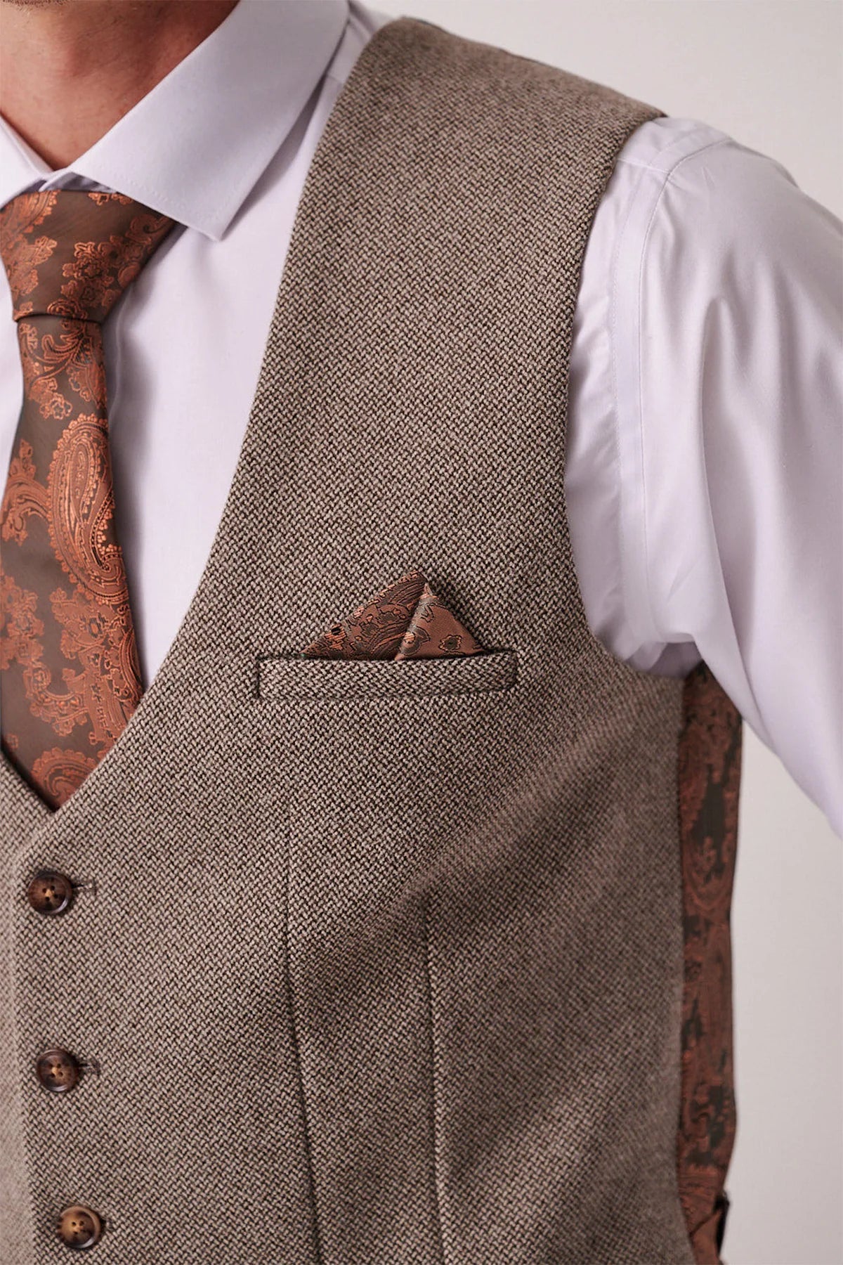 Marc Darcy Hayden Tan Crossweave Waistcoat