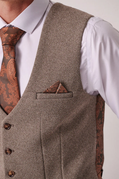 Marc Darcy Hayden Tan Crossweave Waistcoat