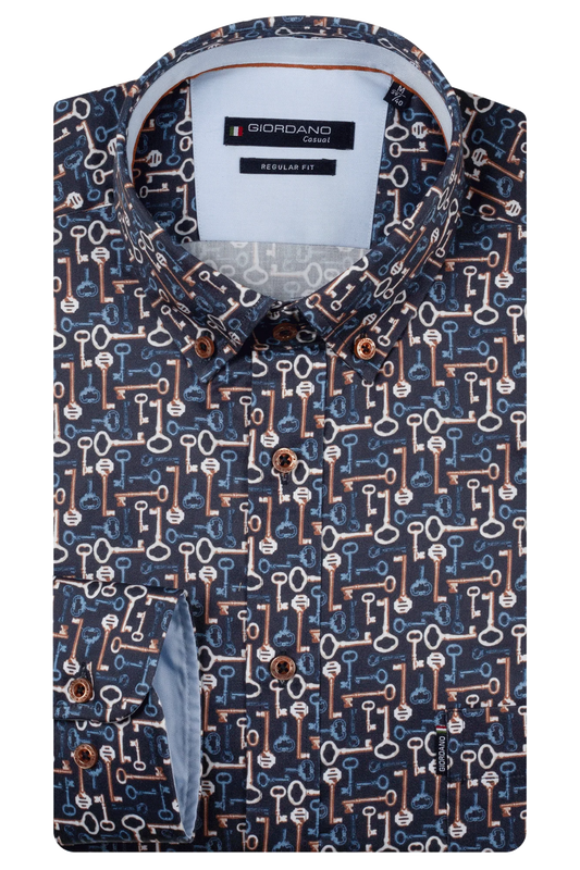 Giordano Navy Key Print Shirt