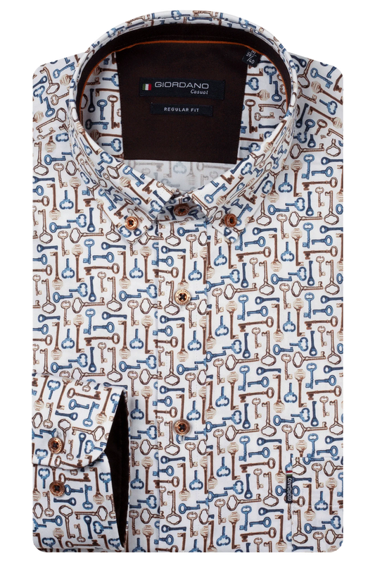 Giordano White Key Print Shirt