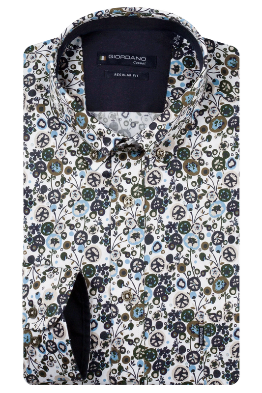 Giordano Satin Stretch Floral Print Shirt