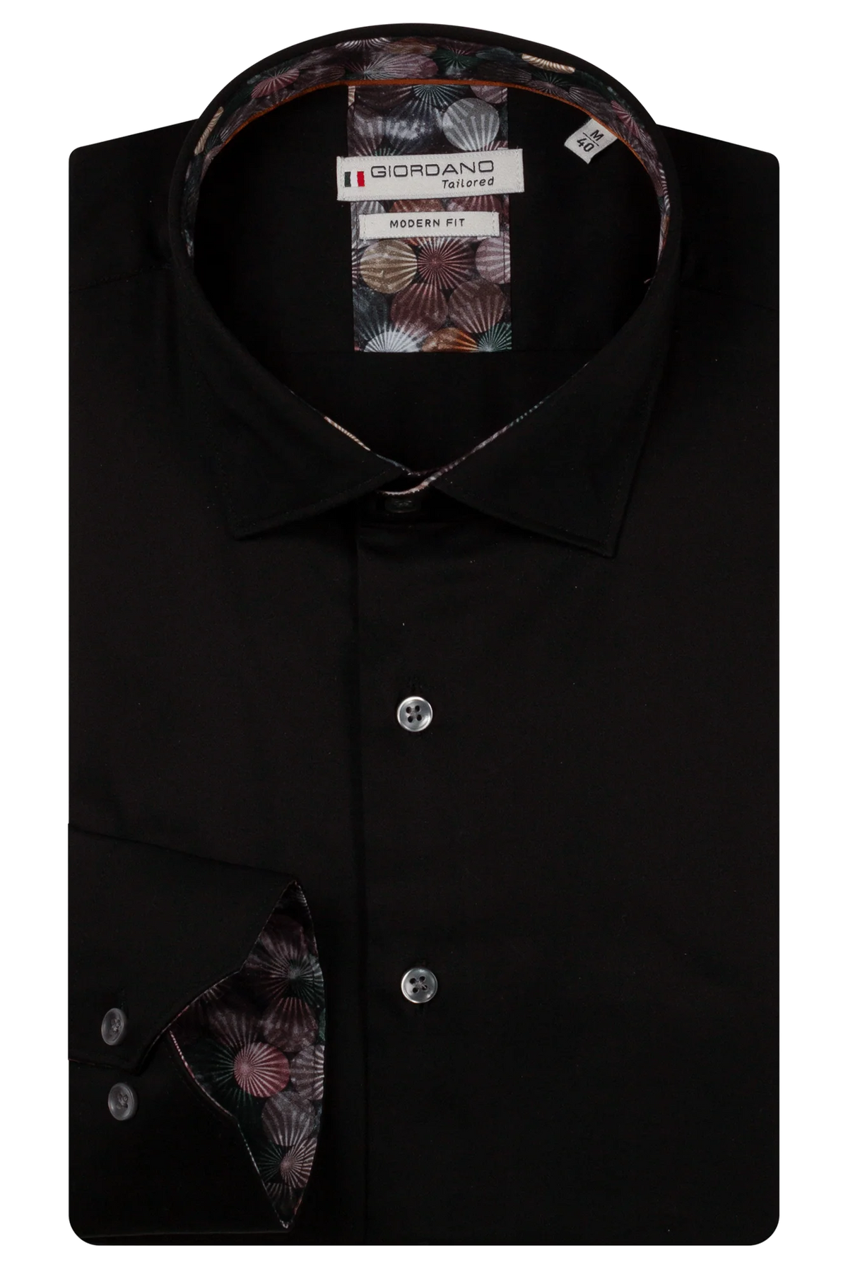 Giordano Black Inlay Print Shirt