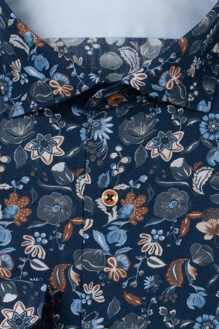 Giordano Navy Floral Print Shirt