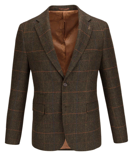 Fratelli Uniti Sergio Rich Olive Herringbone Check Blazer