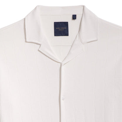 Guide London Short Sleeve Ecru Knitted Button Jersey Shirt