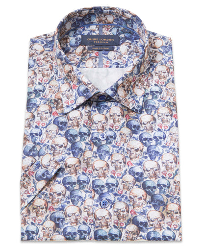 Guide London Premium Skull Print Short Sleeve Shirt