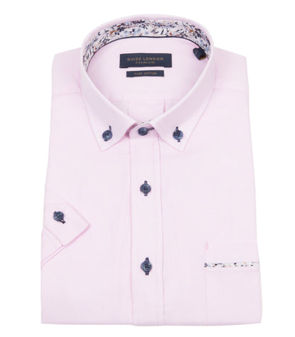 Guide London Pink Button Down Short Sleeve Shirt