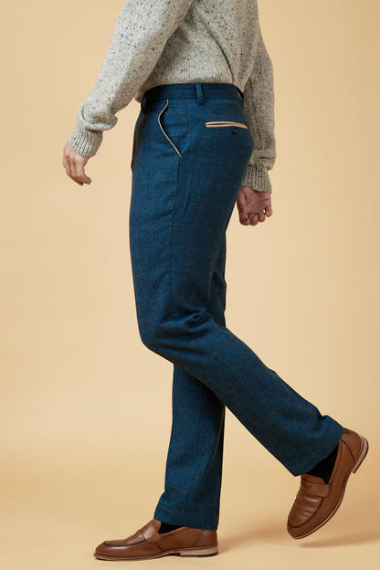 Marc Darcy Dion Blue Tweed Trousers