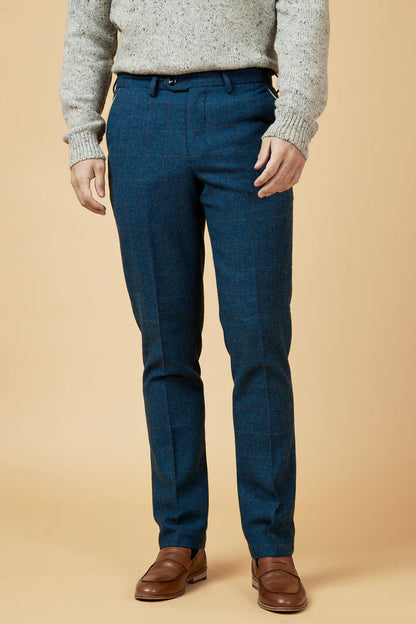 Marc Darcy Dion Blue Tweed Trousers