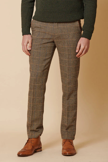 Marc Darcy Ted Tan Tweed Trousers