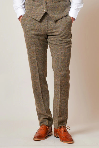 Marc Darcy Kris Tan Tweed Trousers