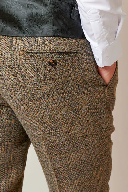 Marc Darcy Kris Tan Tweed Trousers