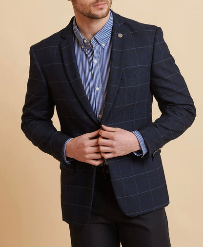 Marc Darcy Edinson Navy Sky Check Blazer