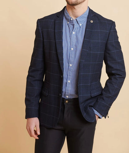 Marc Darcy Edinson Navy Sky Check Blazer