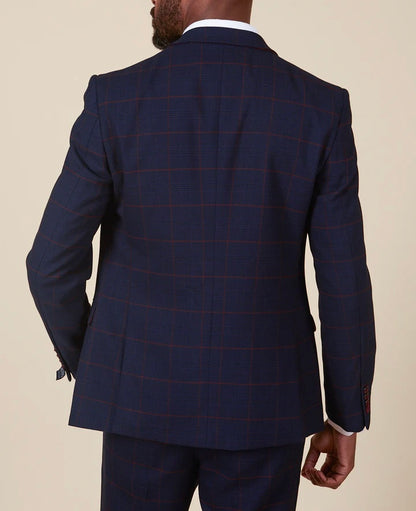Marc Darcy Edinson Navy Wine Check Blazer