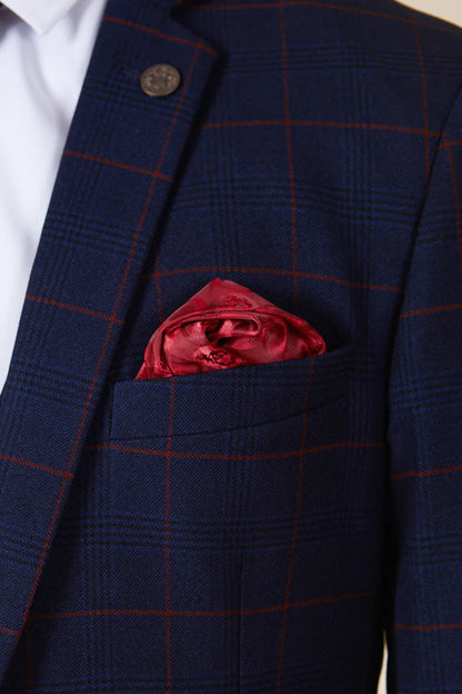Marc Darcy Edinson Navy Wine Check Blazer