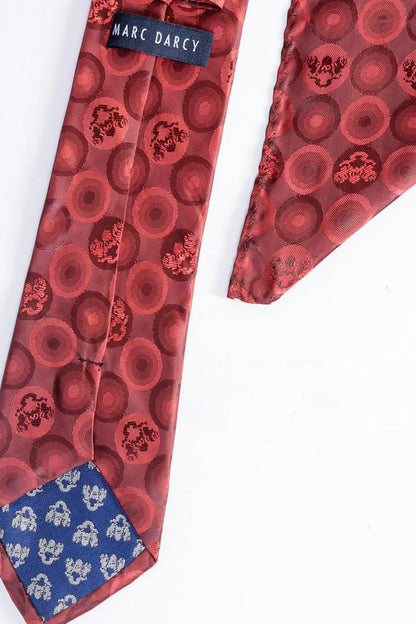 Marc Darcy Wine Bubble Circle Print Tie and Pocket Set