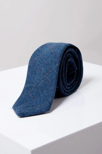 Marc Darcy Dion Blue Tweed Check Tie