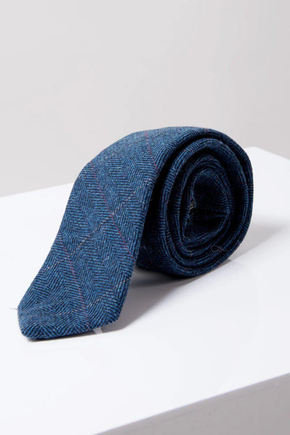 Marc Darcy Dion Blue Tweed Check Tie