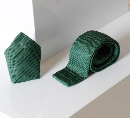 Marc Darcy Olive Knitted Tie and Pocket Square
