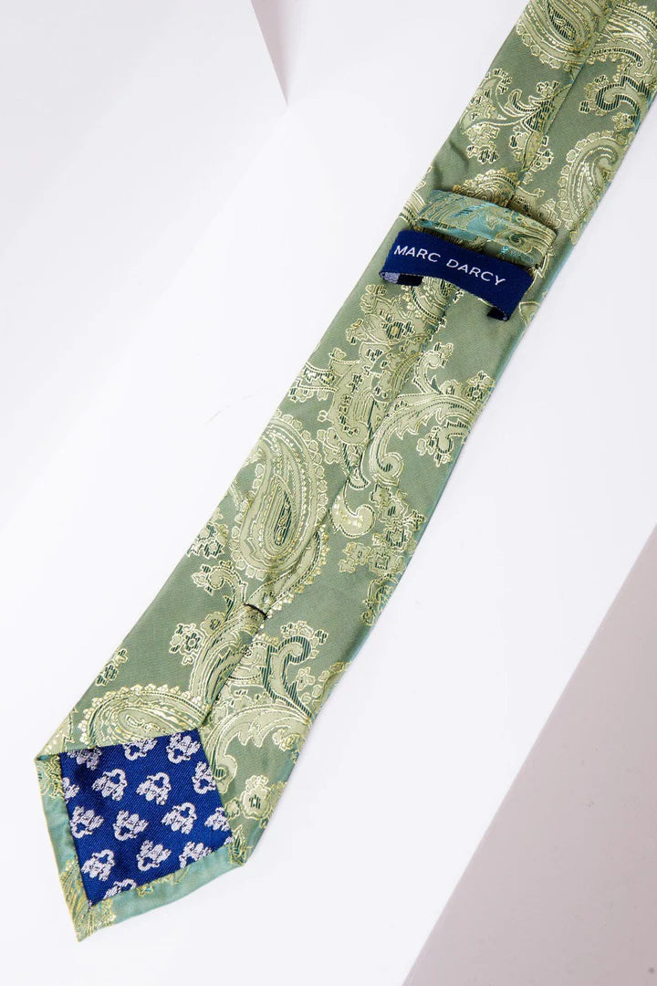 Marc Darcy Green Paisley Tie and Pocket Square Set