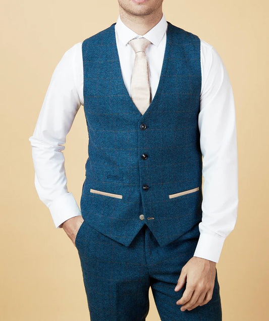 Marc Darcy Dion Blue Waistcoat