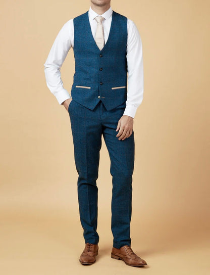 Marc Darcy Dion Blue Waistcoat
