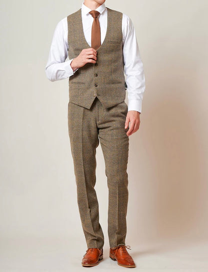 Marc Darcy Kris Tan Tweed Waistcoat