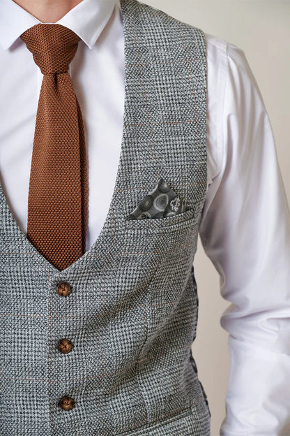 Marc Darcy Kris Silver Tweed Waistcoat