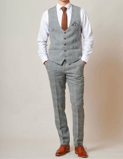 Marc Darcy Kris Silver Tweed Waistcoat