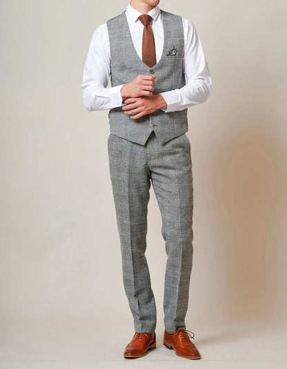 Marc Darcy Kris Silver Tweed Waistcoat