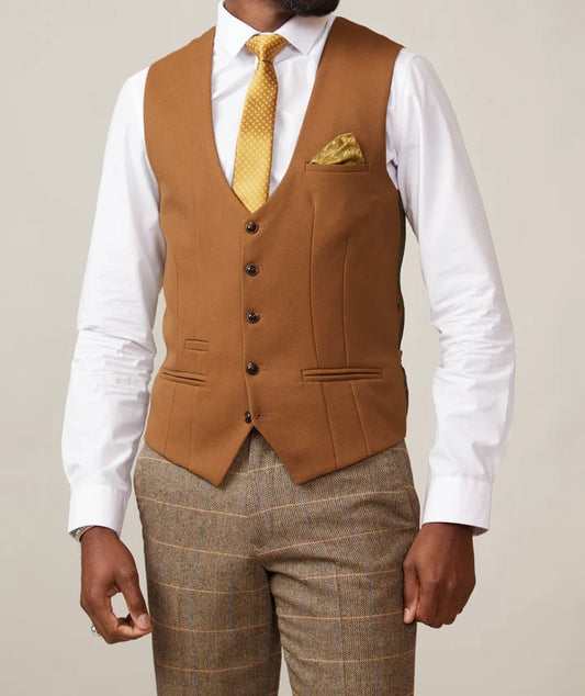 Marc Darcy Kelvin Tan Single Breasted Waistcoat