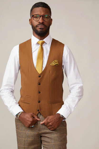 Marc Darcy Kelvin Tan Single Breasted Waistcoat