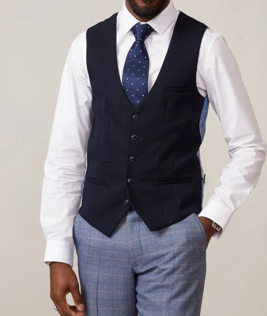 Marc Darcy Kelvin Navy Single Breasted Waistcoat