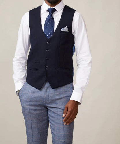 Marc Darcy Kelvin Navy Single Breasted Waistcoat