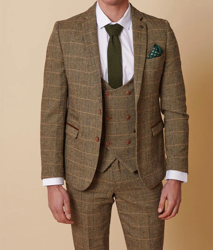 Marc Darcy Ted Tan Tweed Check Blazer