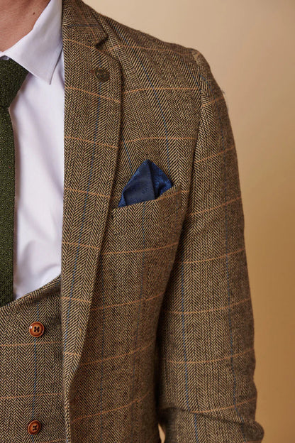 Marc Darcy Ted Tan Tweed Check Blazer