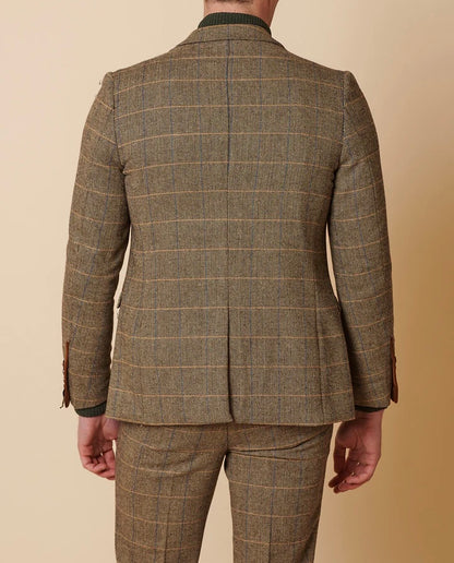 Marc Darcy Ted Tan Tweed Check Blazer