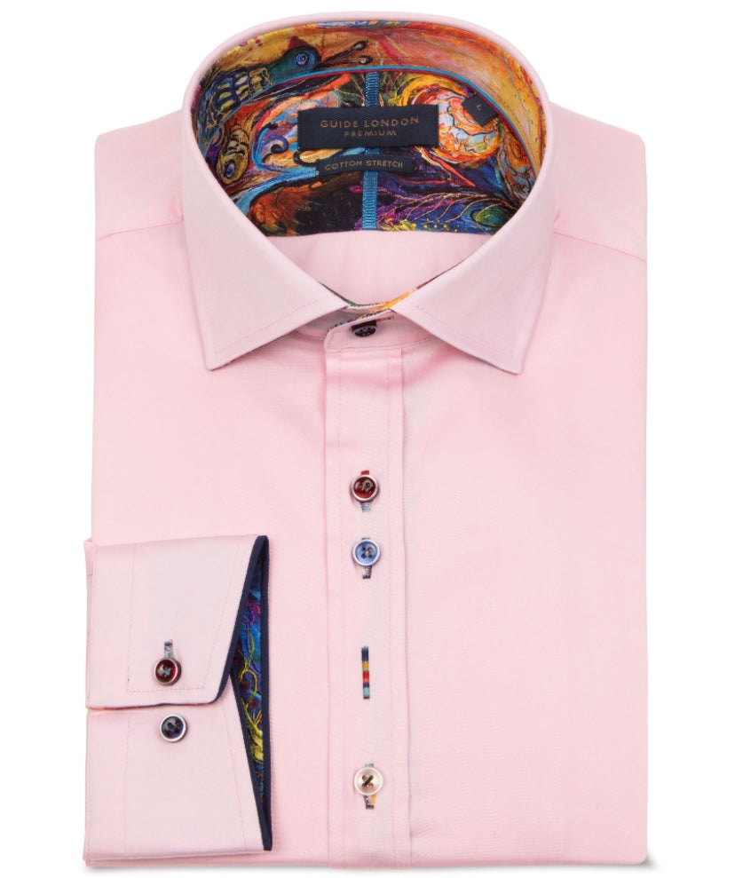 Guide London Premium Pink Shirt with Bold Floral Accents