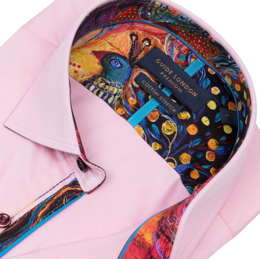 Guide London Premium Pink Shirt with Bold Floral Accents