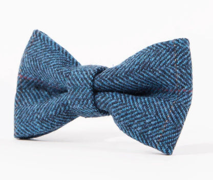 Marc Darcy Dion Blue Tweed Check Bow Tie