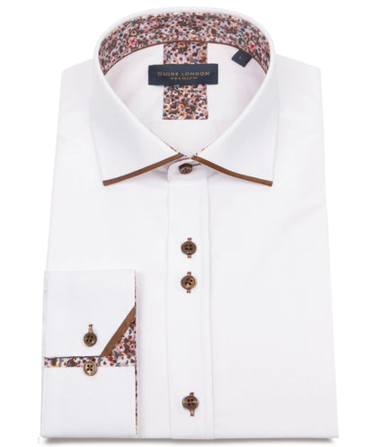 Guide London Premium White Shirt with Tan Trim