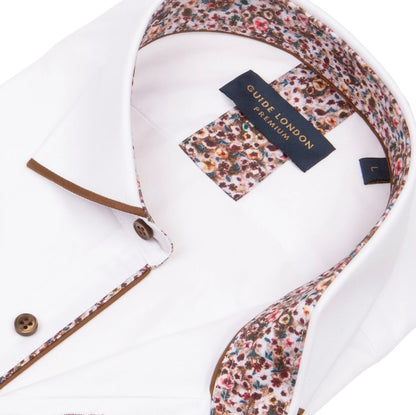 Guide London Premium White Shirt with Tan Trim