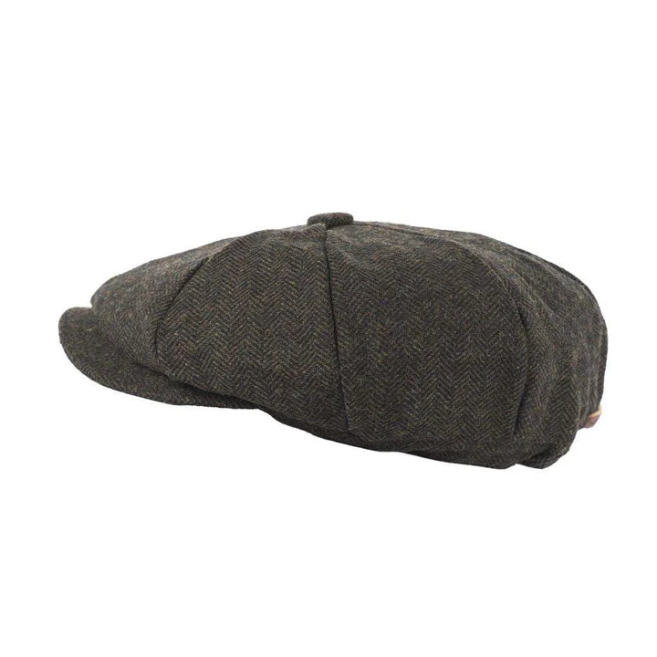 Heritage Traditions Carlyle Tweed Green Herringbone Newsboy Cap